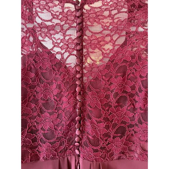 Mori Lee Madeline Gardner ,beaded halter evening gown, size 20 burgundy lace - Picture 6 of 6